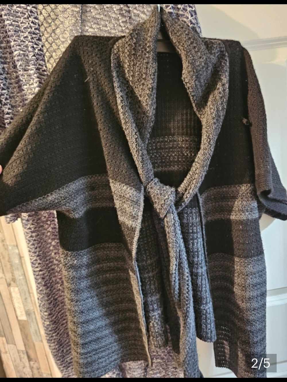 Cozy Two-Tone Gray Knit Cardigan Sweater